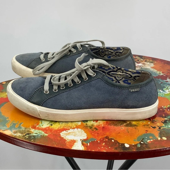Frau Footwear Lace up Low Top Sneakers Womens Size 41 US 9 Blue Leather Suede - Picture 5 of 12